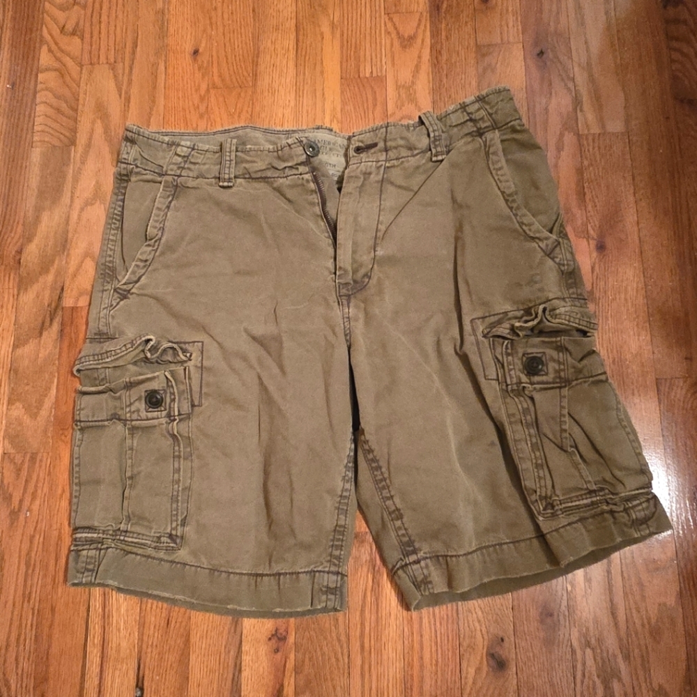 Men's Tan Cargo Shorts Americcan Eagle Outfitters Y2K Size 36